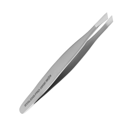 STALEKS PRO Expert 20 Type 3 Professional Eyebrow Tweezers ? Wide Beveled Stainless Steel for Thick Brows & Soft Stroke Hair Removal