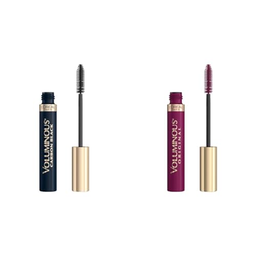 L'Oreal Paris Voluminous Original Volume Building Mascara Bundle, 0.26 Fl Oz, Carbon Black & Deep Burgundy