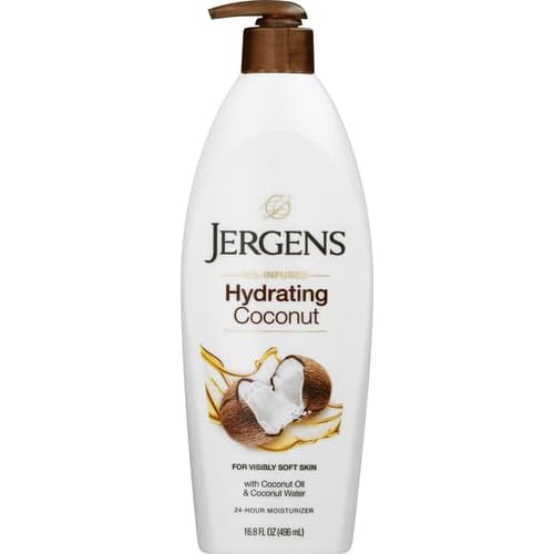 Jergens Hydrating Coconut Body Lotion,Hand and Body Moisturizer,Infused with Coconut Oil,Hydrates Dry Skin Instantly,Dermatologist Tested,16.8 oz,(Pack of 2)