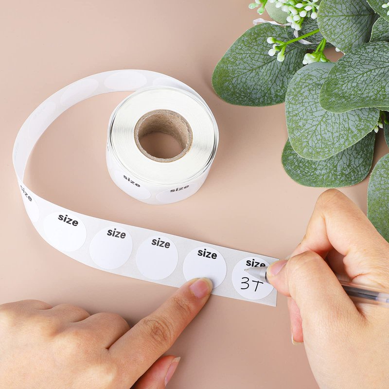 Self-Adhesive Clothing Size Stickers - 8 Rolls, 4000 Labels for Garments