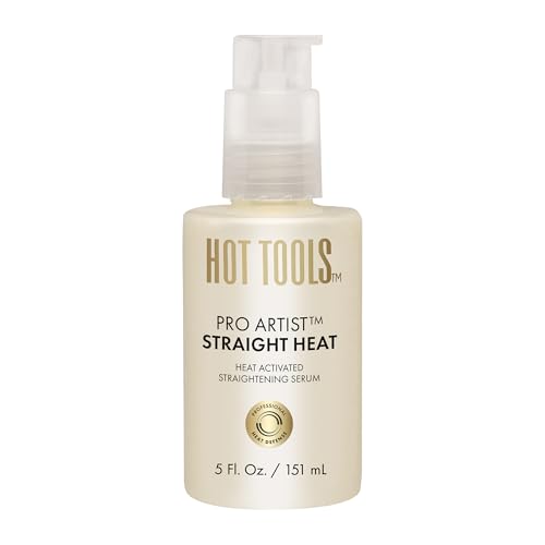 HOT TOOLS Heat Protectant Straightening Serum | Hair Straightener, Reduces Frizz, and Speeds Up Styling | Protects Hair from Heat Damage without Use of Silicones