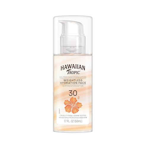 Hawaiian Tropic Weightless Hydration Sunscreen SPF 30 Twin Pack 6oz Each + Face Sunscreen SPF 30 Travel Size 1.7oz