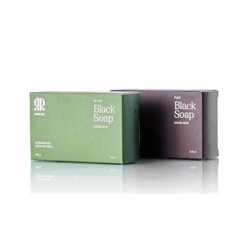R&R Skincare Pure Black Soap Bar ? African Black Soap for Face & Body ? Handcrafted with Shea Butter & Palm Kernel Oil ? Deep Cleansing & Moisturizing ? Gentle for All Skin Types