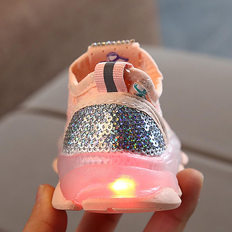 Kids Light-Up Breathable Canvas Sneakers with Butterfly Print, Size 6
