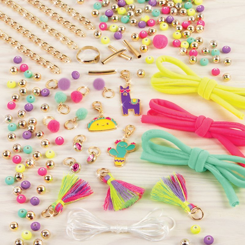 Neon Bead & Charm Jewelry Making Kit for Kids - Create Up to 10 Bracelets