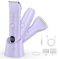 Lanumi 3 in 1 Bikini Trimmer for Women Rechargeable Electric Razors Wet/Dry Pubic Body Hair Trimmer Facial Hair Remover IPX6 Waterproof LCD Display