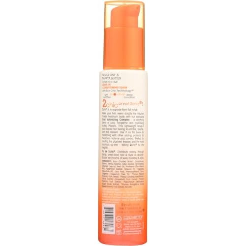 GIOVANNI 2chic Ultra-Volume Leave-In Conditioning & Styling Elixir - Builds Volume, Promotes Weightless Control for Fine/Thin Hair, Volumizing Formula with Papaya & Tangerine Butter, Color Safe - 4 oz