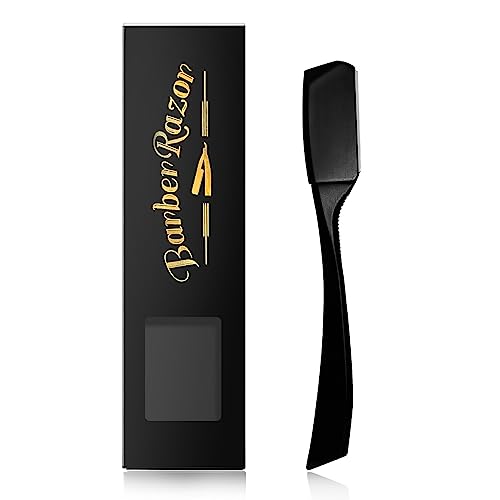 Barber Razor Professional Straight for Men: Stainless Steel Razor Close Shaving Safety Straight Edge Razor for Barbershop Salons Home Hairdressing Use (Black)