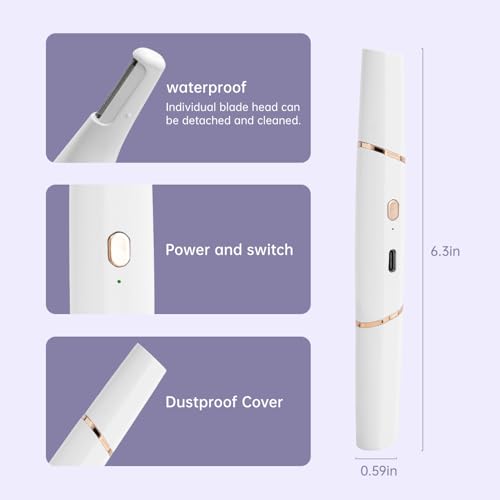 Nose Hair Trimmer for Women - 2 in 1 Ear and Eyebrow Hair Trimmer - Painless Facial Hair Razor for Women - Rechargeable Face/Arm/Leg/Lip/Underarm/Chin/Finger/Bikini Hair Remover with Dual-Edge Blades