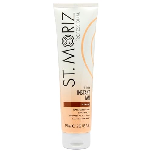 St. Moriz Professional Medium Instant Tan ? 1 Day Wash-Off Fake Tan Lotion with Aloe Vera & Vitamin E ? Fast-Drying, Transfer-Resistant, Vegan, 150ml