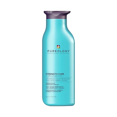 Pureology Strength Cure Shampoo - For Damaged or Color Treated Hair, Hair Strengthening & Prevents Breakage, Seals Split Ends, Vegan & Sulfate-Free