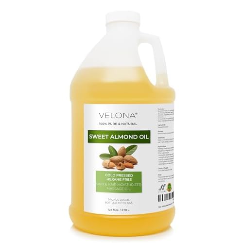 velona Sweet Almond Oil - 1 Gallon / 128 Fl Oz | 100% Pure and Natural Carrier Oil |Cold Pressed | Skin, Hair, Body & Face Moisturizing | Use Today - Enjoy Results¡¦