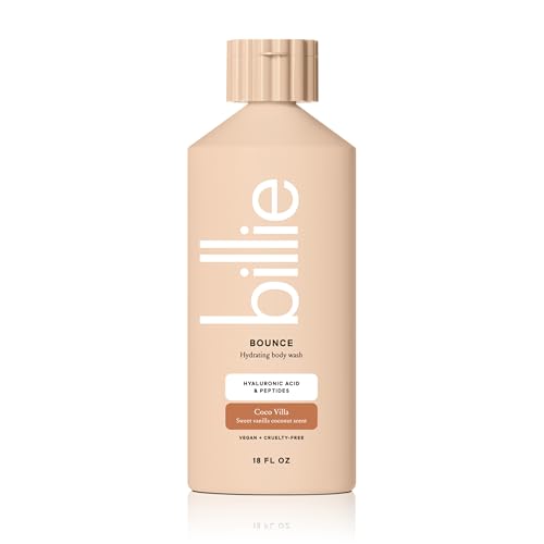 Billie Bounce,Hydrating Body Wash,Hyaluronic Acid + Peptides,Hydrating & Replenishing,18Fl Oz,(Pack of 2)