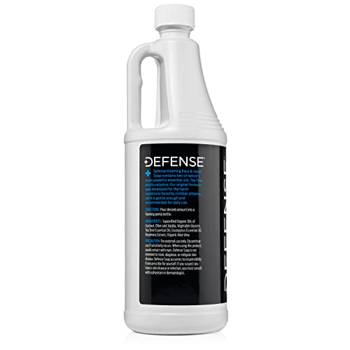 Defense Liquid Foaming Face & Hand Soap 7.5 Fl Oz and Refill with Tea Tree, Eucalyptus, Jojoba, Aloe Vera, Olive & Coconut Oils