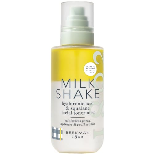 Beekman 1802 Milk Shake Hydrating Face Mist ? Setting Spray & Milky Toner with Hyaluronic Acid & Squalane ? Facial Toner & Face Spray ? Lightweight Hydration, Minimizes Pores, Fragrance Free 8.1 Fl Oz