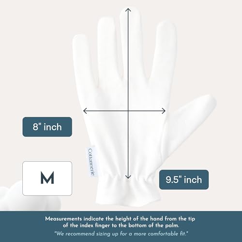 8 Pairs Cottonnerie Original Cotton Gloves for Dry Hands Sleeping, Moisturizing Gloves Overnight, Hand Moisturizer Gloves, Moisture Gloves for Dry Hands Overnight, Sleeping Gloves, Medium