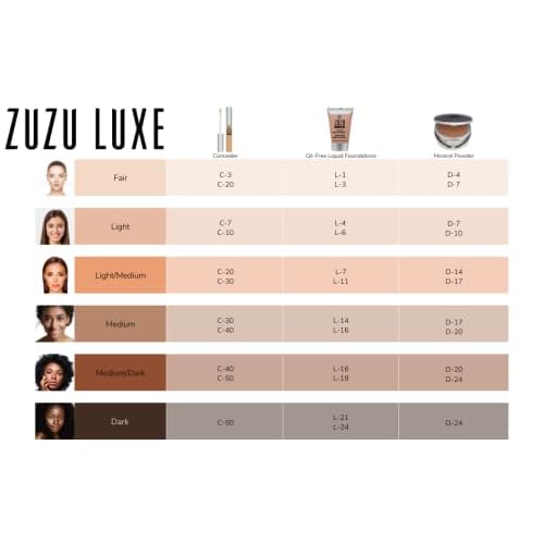 ZUZU LUXE Oil-Free Liquid Foundation,Infused with vitamins A,E, aloe to keep skin supple and resilient. Natural, Paraben Free, Vegan, Gluten-free, Cruelty-free, Non GMO, 1 fl oz (L-1)