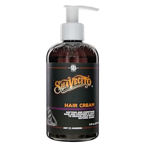 Suavecito Hair Cream for Men - Pump Bottle, Light Hold, Natural Shine, Water Based, Tames Frizz, Great for Curly Hair