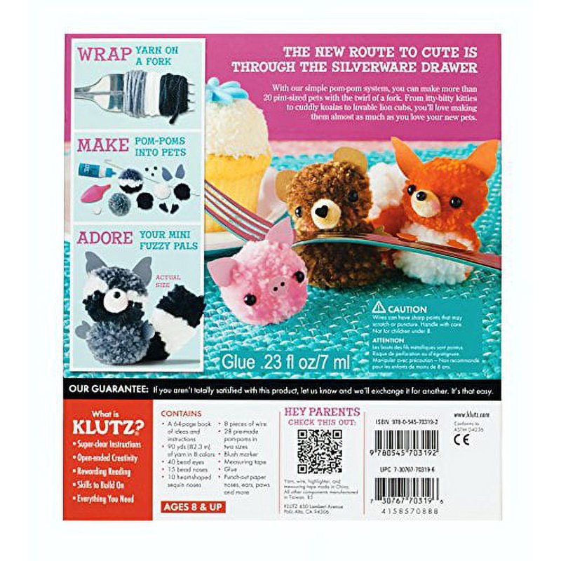 Mini Pom-Pom Craft Kit for Making Fuzzy Pet Friends, Over 20 Styles