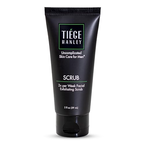 Tiege Hanley Exfoliating Face Wash for Men, Gentle Fragrance-Free Face Scrub With Apricot Seed Powder, Vitamin B3, & Allantoin, Cooling Exfoliator, Gentle on Sensitive Skin, Men¡¯s Skin Care, 2 FL Oz
