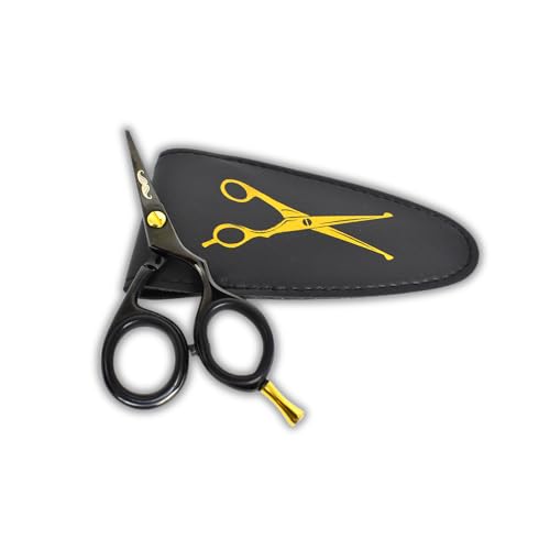 Rounded-Tip Trimming Scissors for Men ? Stainless Steel High Carbon Beard, Mustache, and Ear Hair Grooming Scissor (Black-Pointy-Tip)