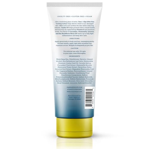 Oars + Alps After Sun Cooling Lotion, Includes Aloe Vera and Cucumber Extract for Sunburn Relief, Fresh Cut Aloe Scent, 8 Fl Oz