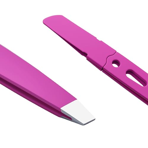 Elegant Women's Facial Tweezers, Stylish Stainless Steel Tweezers ? for Eyebrow Shaping, Hair Removal & Precision Grooming, Essential Makeup Tool¡¼Fuchsia¡½