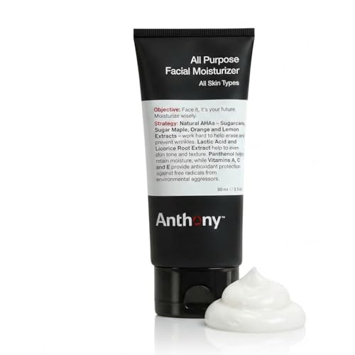 Anthony All-Purpose Facial Moisturizer ? Men¡¯s Hydrating Lotion for Dry Skin ? Lightweight, Non-Comedogenic, Anti-Aging Formula ? 3 Fl Oz