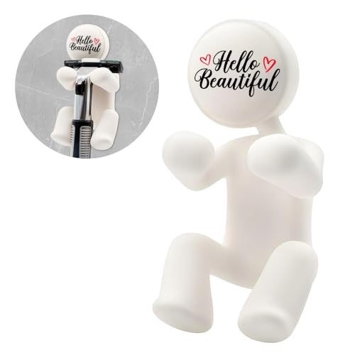 AGMDESIGN Hello Beautiful Shower Razor Holder, Funny Bathroom Decor for Inside Shower, Gadgets Leg Razor Holder, Cute Valentine's Day Storage Hook Gifts for Women Wife Girlfriend Sister BFF