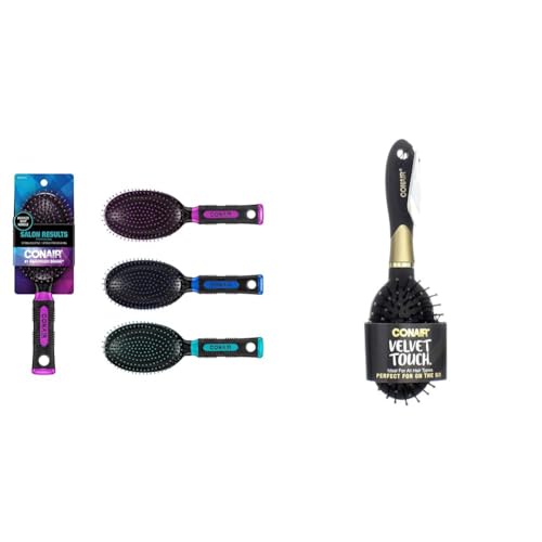 Conair Salon Results Hairbrush for Men & Women - Everyday & Travel Velvet Touch Brushing