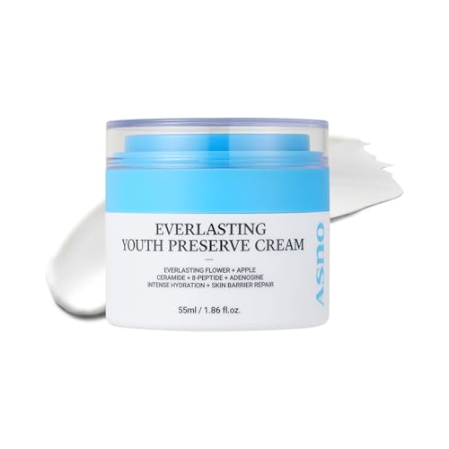 ASNO Everlasting Youth Preserve Cream 55ml - Vegan Face Moisturizer for Wrinkle Care, Barrier Repair, Hydration for Dry & Sensitive Skin, Everlasting Flower + Ceramide + Peptides, Korean Skincare