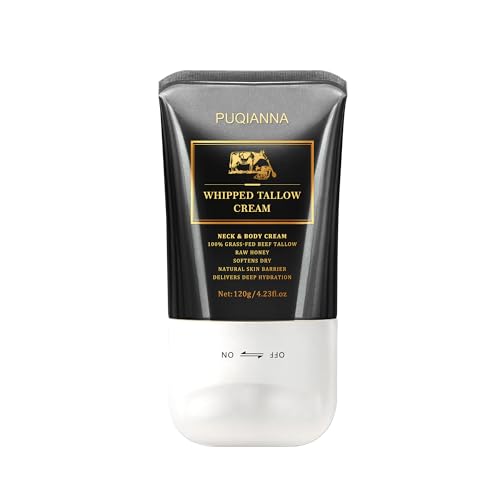 Beef Tallow for Skin Neck Firming Cream, Whipped Grass-Fed Tallow with Raw Honey, Organic Face Body Moisturizer for Dry Skin, Soothe Lift Nourish