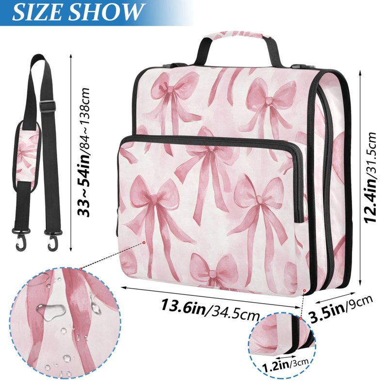 Waterproof Zipper Binder with Shoulder Strap 2 Inch D-Ring Holds 500 Sheets