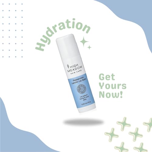 High Meadow Peppermint Lanolin Lip Balm Stick for Dry, Cracked Lips ? Lanolin Balm for Lips with Beeswax & Shea Butter, Long-Lasting Moisture, Travel Size, Unisex