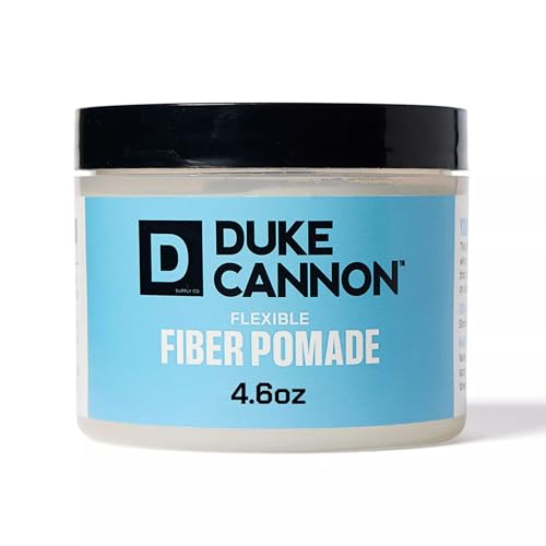 Duke Cannon Supply Co. Flexible Fiber Pomade ? 4.6 oz ? Strong Hold, No Shine, Water-Based for Easy Washout, Adds Texture & Volume for Shorter Hairstyles