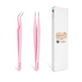 Nail Tweezer, 2pcs Stainless Steel Straight & Curved Nail Art Tweezers for Stickers, Rhinestone, Eyelash Extension, Nail Stickers, Cuticle, Rhinestone Picker Tool