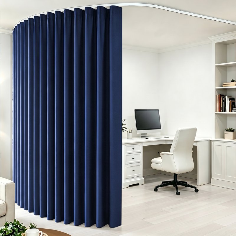 Blackout Room Divider Curtain with Ceiling Track Set - Privacy & Noise Reduction