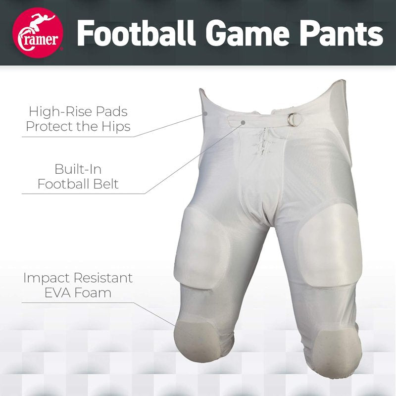 Adult Unisex Football Pants with Impact-Absorbing Padding - White, Medium