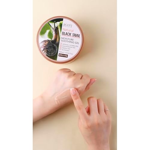 Jigott Natural Black Snail Moisture Soothing Gel 300ml/10.56 fl.oz - Artificial Coloring Fee, Benzophenone Free, Mineral Free, No Paraben (Black Snail)