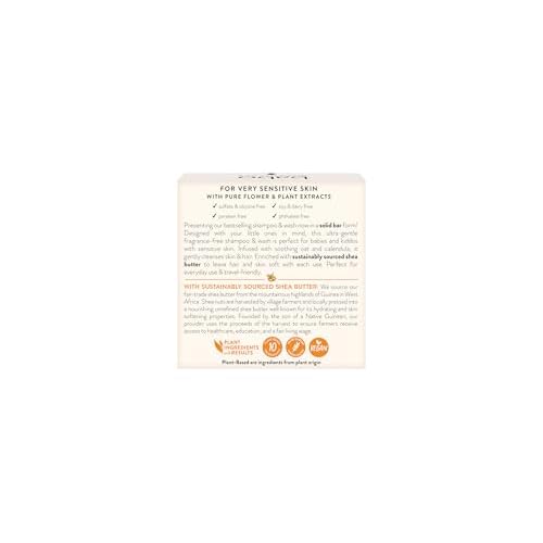Babo Botanicals Sensitive Baby Fragrance-Free 2-in-1 Shampoo & Wash Bar - Shea Butter, Calendula & Aloe Vera - EWG Verified - Cruelty-Free - Vegan - Pediatrician Tested - For Babies & Kids