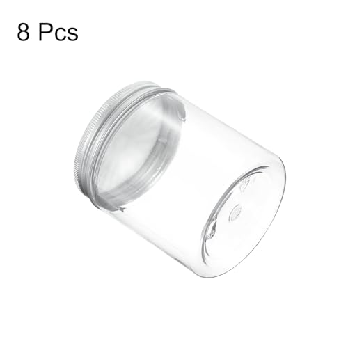 HARFINGTON 8 Pcs Empty Scent Beads Storage Container 8.5oz/250ml Air Freshener Tins Round Refillable Spice Containers Plastic Jars Sample for Travel Storage