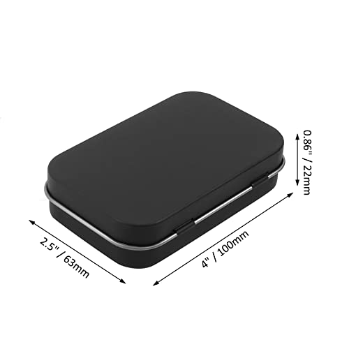 Murtenze 12PCS Metal Tin Box Containers with Hinged, Portable Flip Cover Storage Box for Wedding Jewelry Lip Balm Container Cosmetic Organizer (Black, 3.95 x 2.36 x 0.87inch)