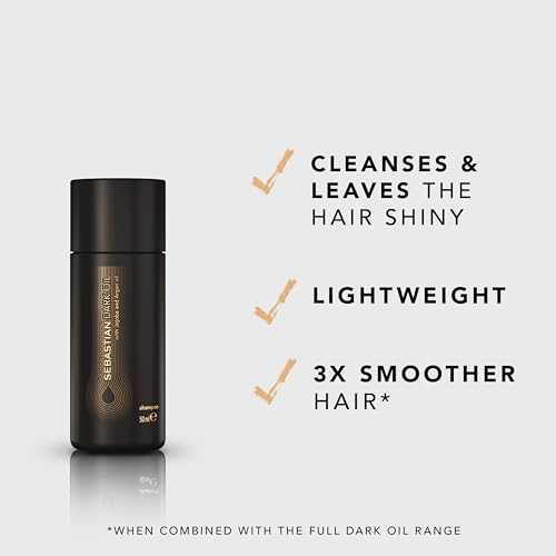 Sebastian Professional Dark Oil Lightweight Shampoo | Infused with Jojoba & Argan Oil for Silky, Smooth Hair