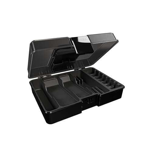 Barber Accessories Hard Box for Clippers and Supplies, Mens Hair Trimmers Box, Portable Clipper Storage Holder for Hair Cutting, Guard Grooming Kit and Barbers Supplies (Box Only)- Dark Black