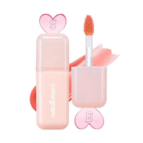 COLORGRAM Juicy Drop Tint 02 Peach Dew | Juicy Lip Gloss, Glowing Lip Stain with Fruity Colors, Buildable & Blendable, Highly Pigmented