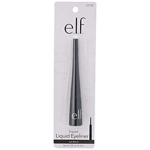 e.l.f. Liquid Eyeliner,High-pigment Liquid Eyeliner With Extra-Fine Brush Tip,Easy Glide Smudge-proof Formula,Jet Black,(Pack of 2)