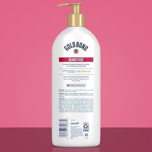 Gold Bond Diabetic Body Lotion, Dry Skin Relief with Vitamin E & Aloe to Soothe & Moisturize Flaky, Rough Skin, Value Size, 21 oz