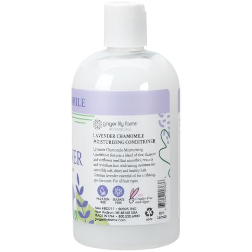 Ginger Lily Farms Botanicals Moisturizing Conditioner for Dry Hair, 100% Vegan & Cruelty-Free, Lavender Chamomile Scent, 12 Fl Oz (Pack of 6)