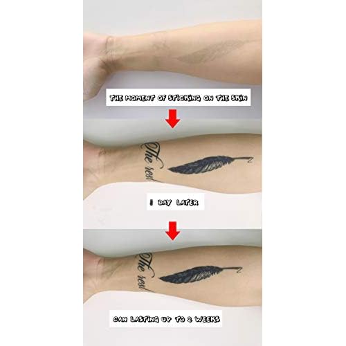 Semi-permanent Letter Temporary Tattoos, 6-Sheet 2 Weeks Long Last Waterproof Eglish Words Tattoos,Plant-Based Ink Tattoos Sticker