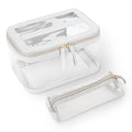Large Clear Transparent Cosmetic Toiletries Travel Organizer with Makeup Brush Bag Travel Toiletry Bag for Women Train Case